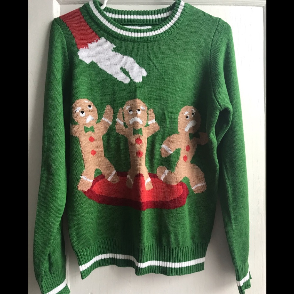 Quirky holiday sweater with gingerbread